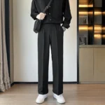 In-Depth Review & Buyer Guide: Spring Summer Men Suit Pants Wide Leg Long Drape Trousers Fashion Streetwear Clothing Solid Stretch Waist Oversize Pants Black – Product Review